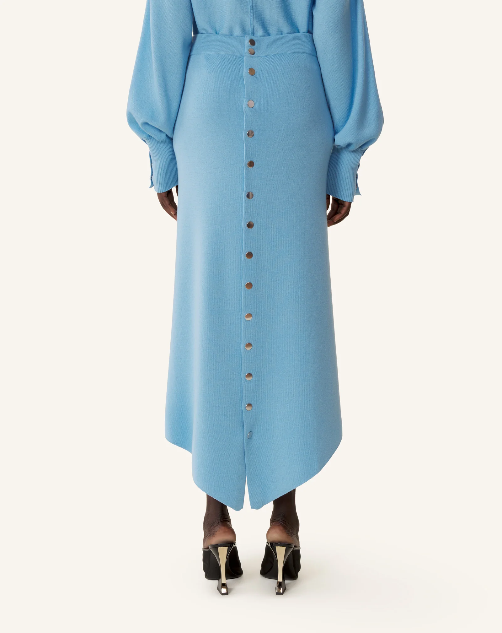 BUTTONED LONG SKIRT IN MERINO WOOL - Image 4