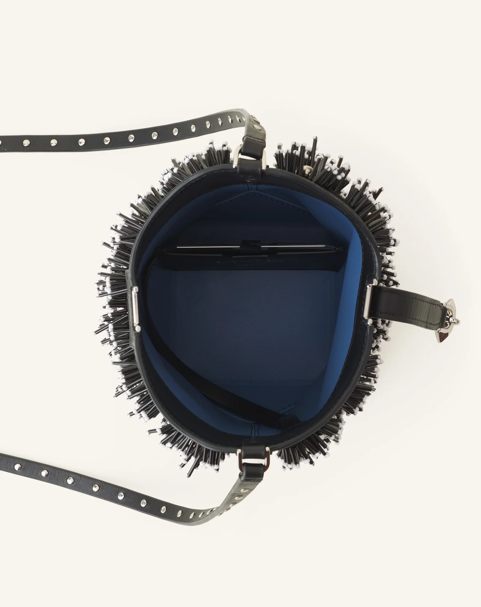 CATCH BY LANVIN EMBROIDERED LEATHER BUCKET BAG - Image 5