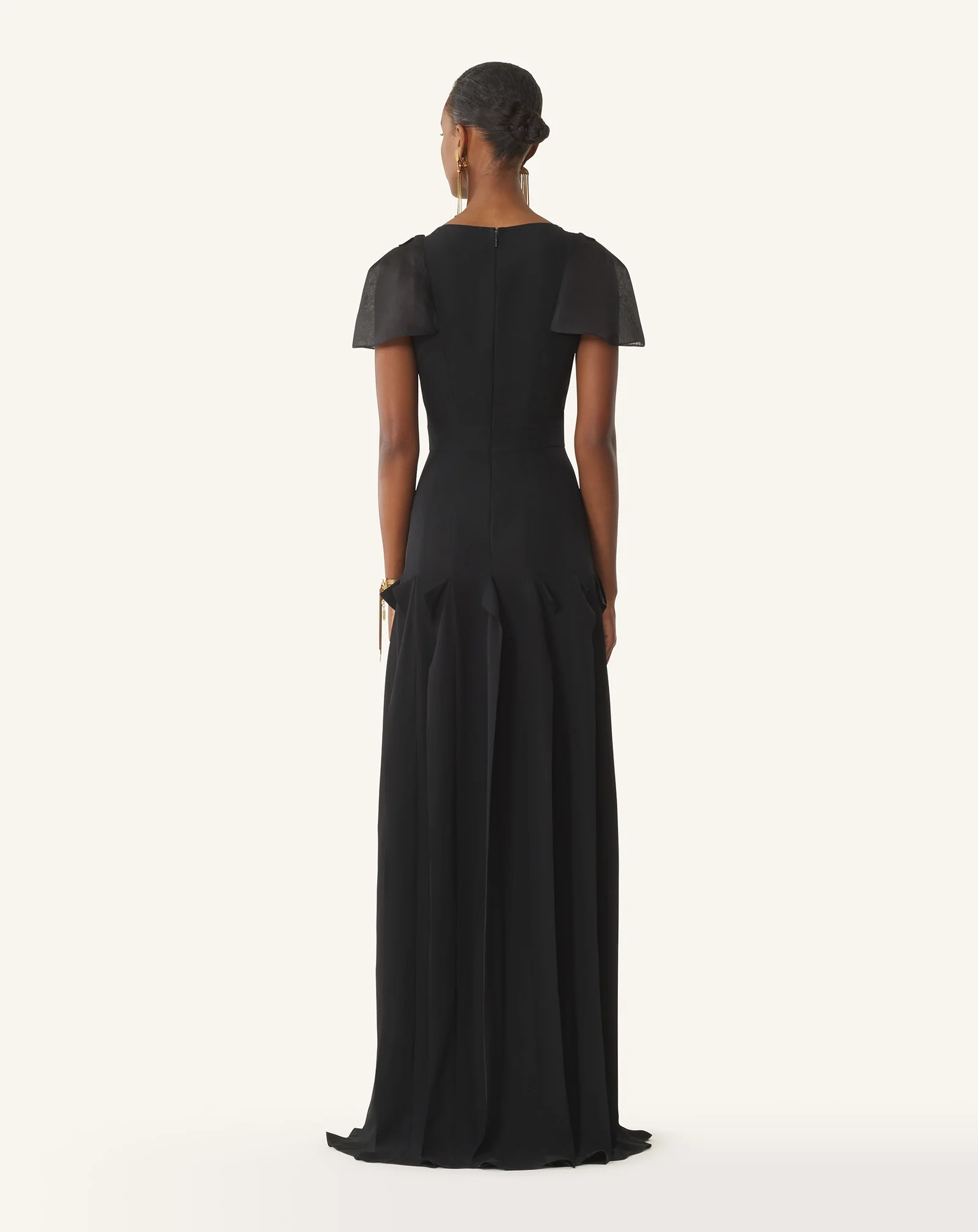 EMBROIDERED BIB DRESS IN SILK GEORGETTE - Image 4