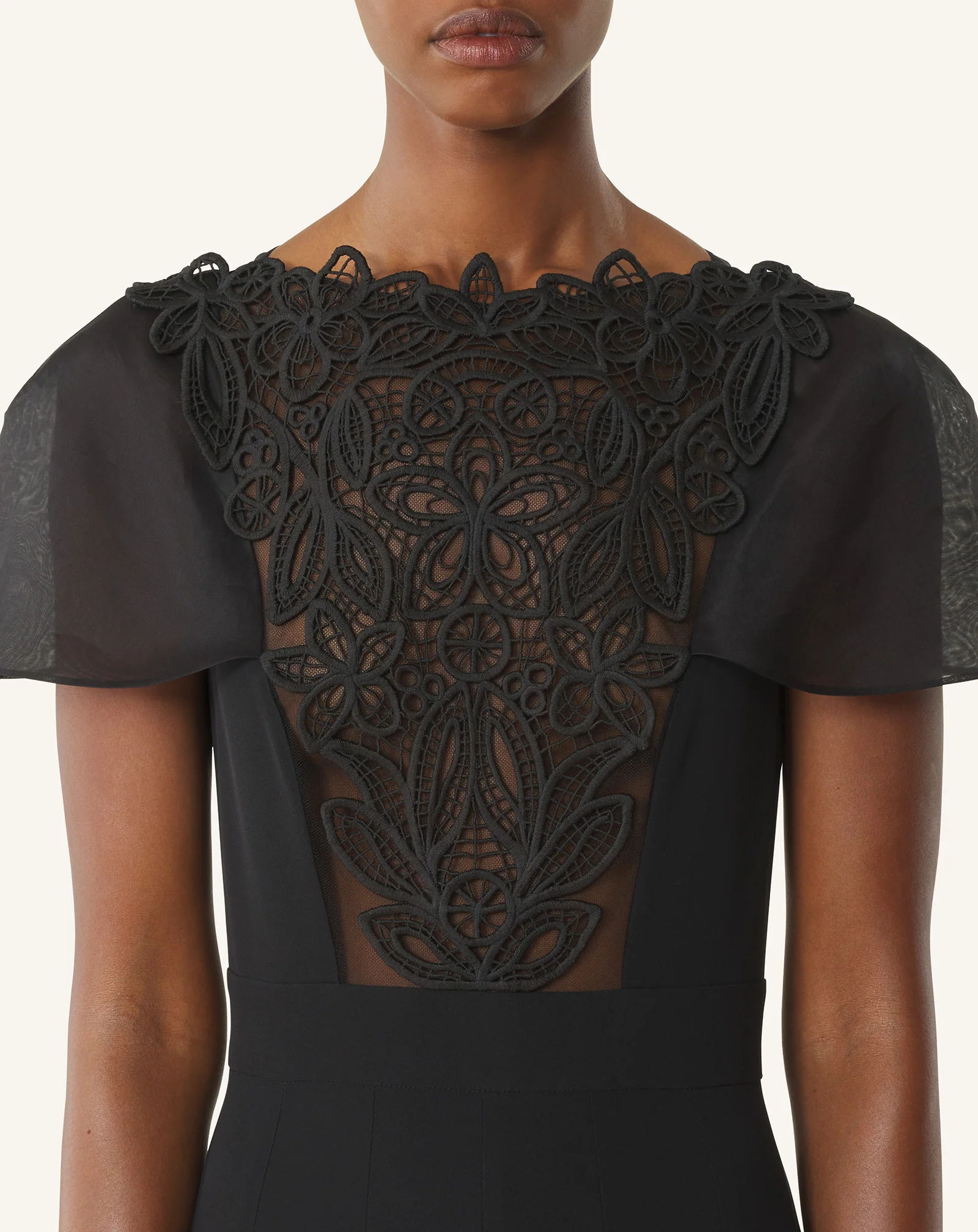 EMBROIDERED BIB DRESS IN SILK GEORGETTE - Image 5