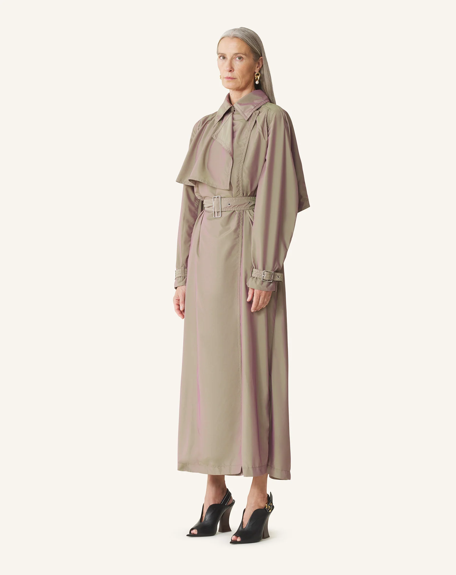 FLOWING TAFFETA TRENCH COAT - Image 3