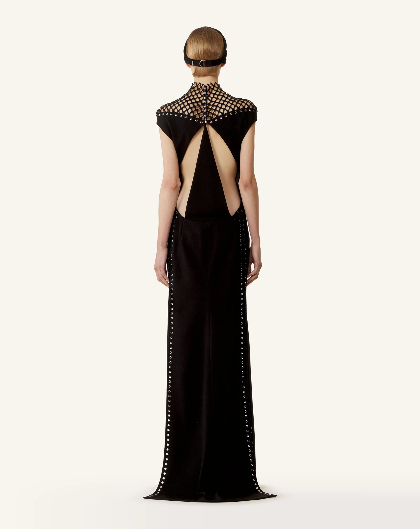 LONG VISCOSE DRESS WITH MESH DETAIL - Image 2