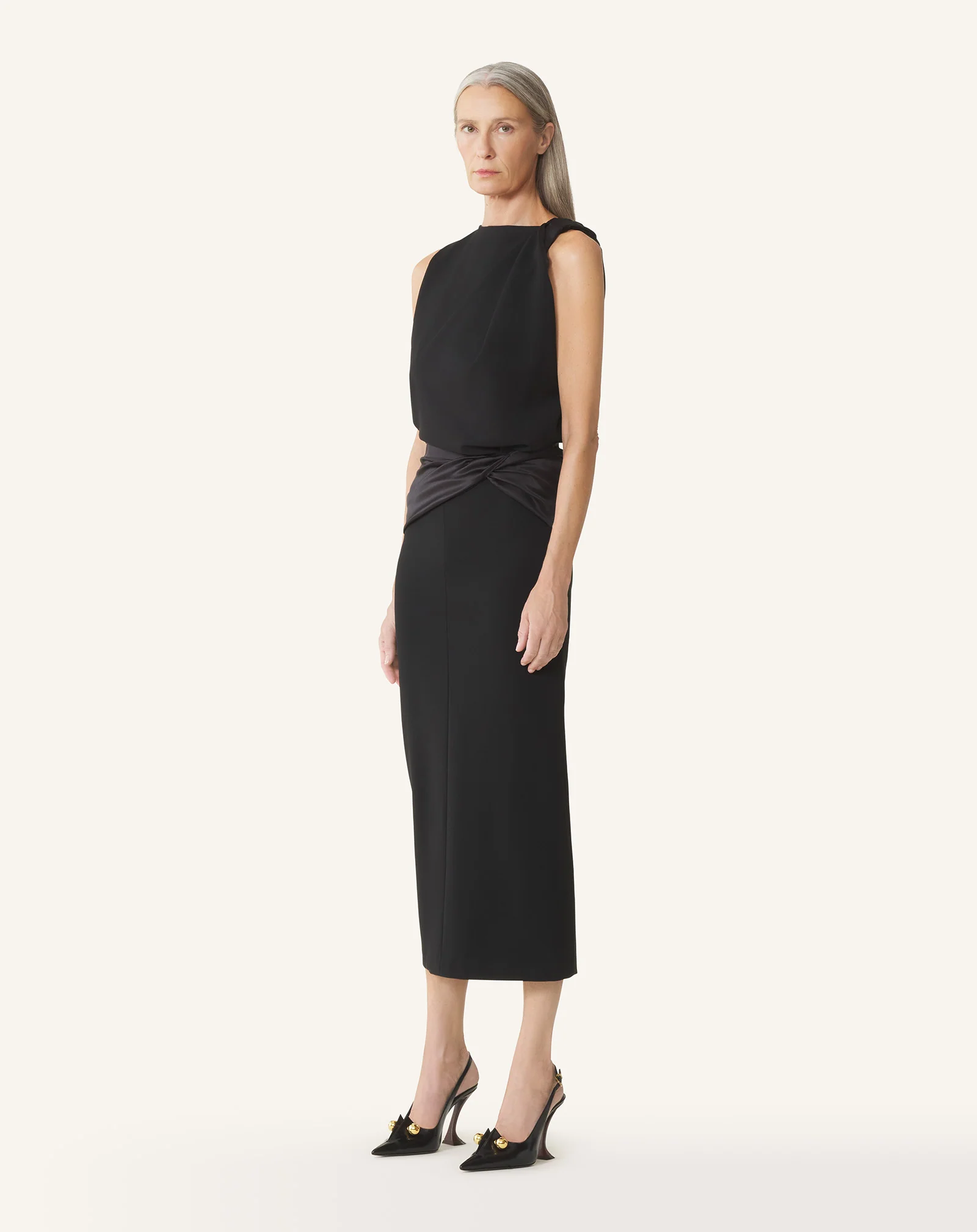 MIDI DRESS IN JERSEY AND SATIN - Image 3
